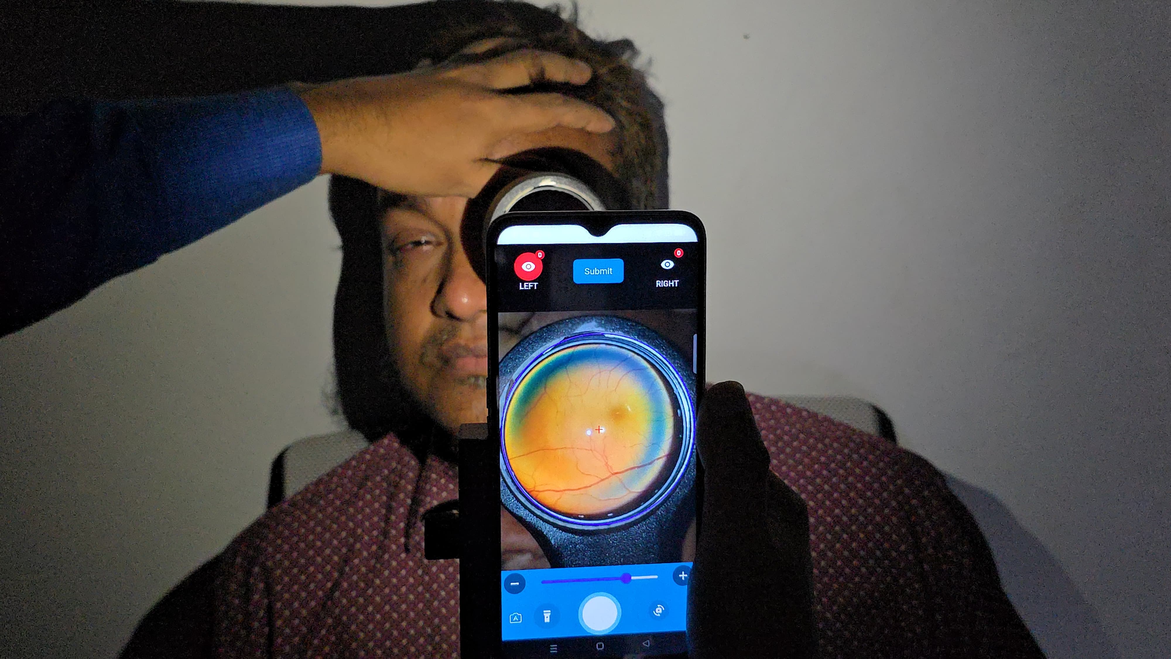 Retinal examination at Ome Sweater